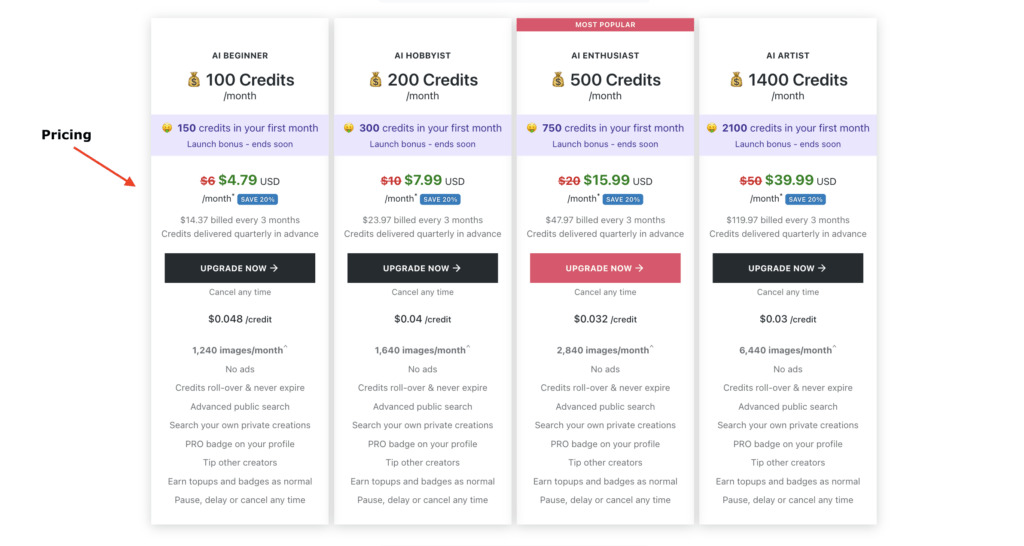 NightCafe Review & Tutorial: Is It Worth It in 2024? 1 pricing