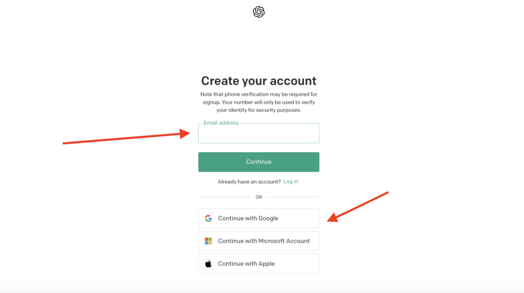 What is ChatGPT (A Beginners Guide to All About ChatGPT) 9 Choose between email or google signup