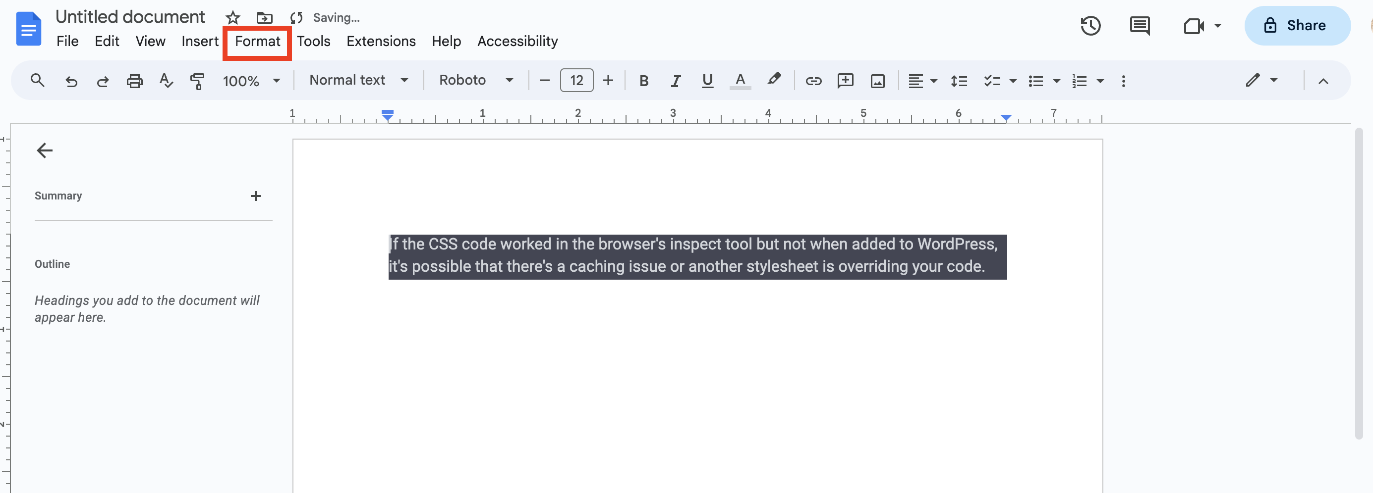 Quick Fix: How to Easily Remove Text Background in ChatGPT 2 Click format on google doc