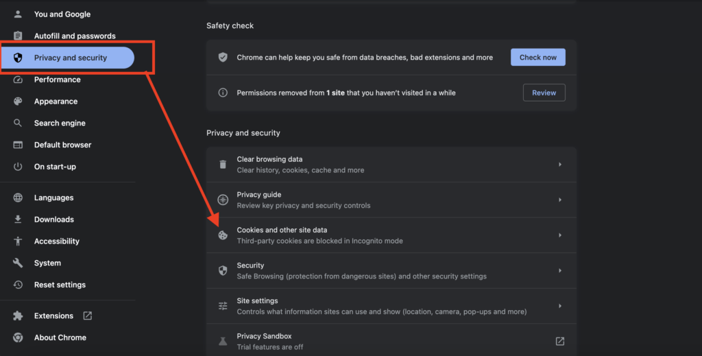 ChatGPT Login Guide: How to Signup And Access ChatGPT 9 Privacy and Security setting on Chrome browser