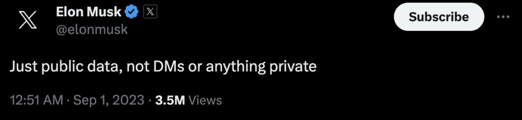 Elon Musk's X Gathers More User Data for AI Use 2 Screenshot from Elon Musk tweet about biometric data
