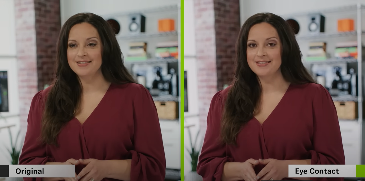 NVIDIA Maxine Transformed Video Conferencing with AI Integration 2 maxine eye contact video feature