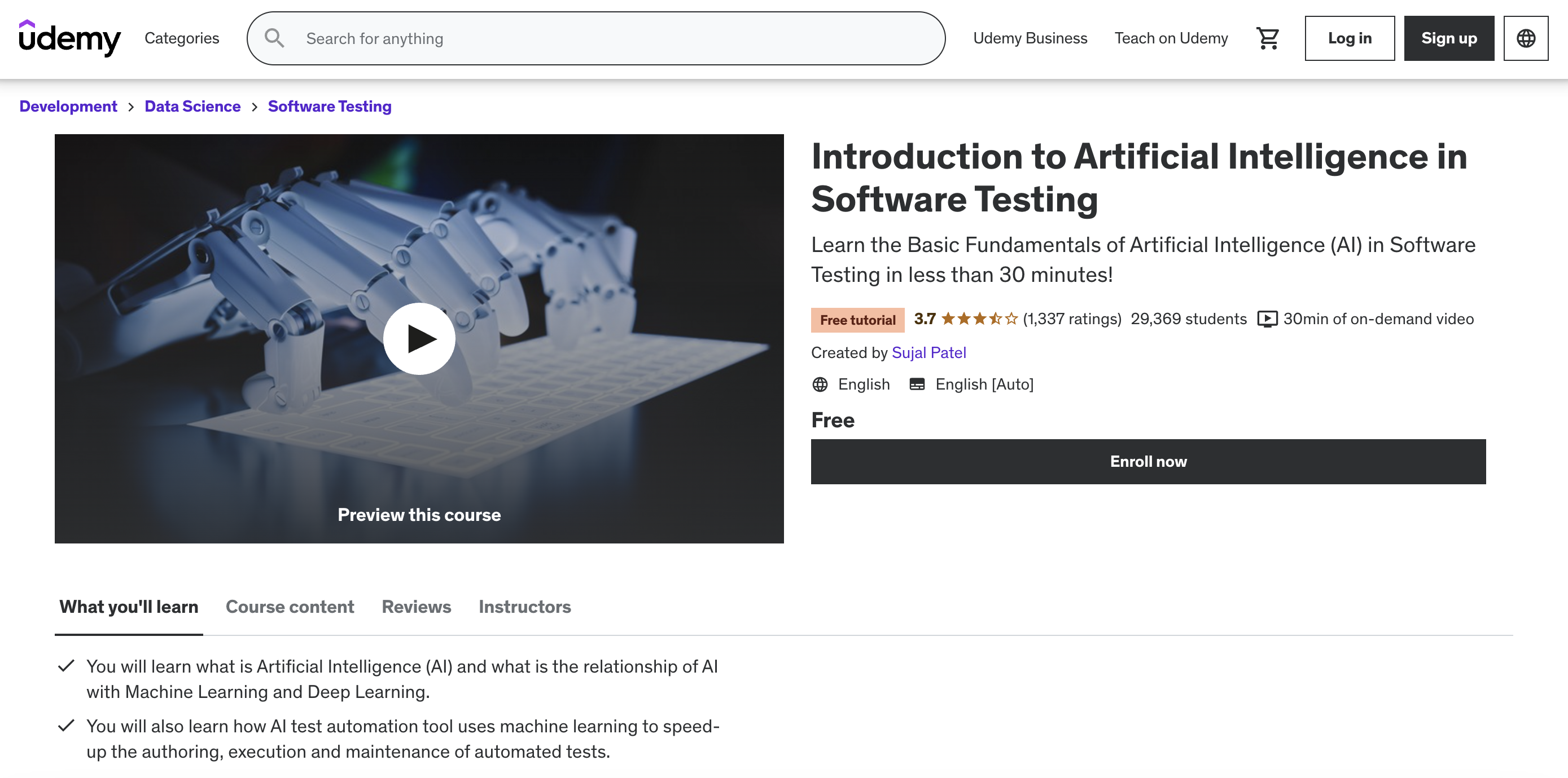 10 Best Free AI Courses to Take Right Now (2024) 1 Introduction to Artificial Intelligence in Software Testing