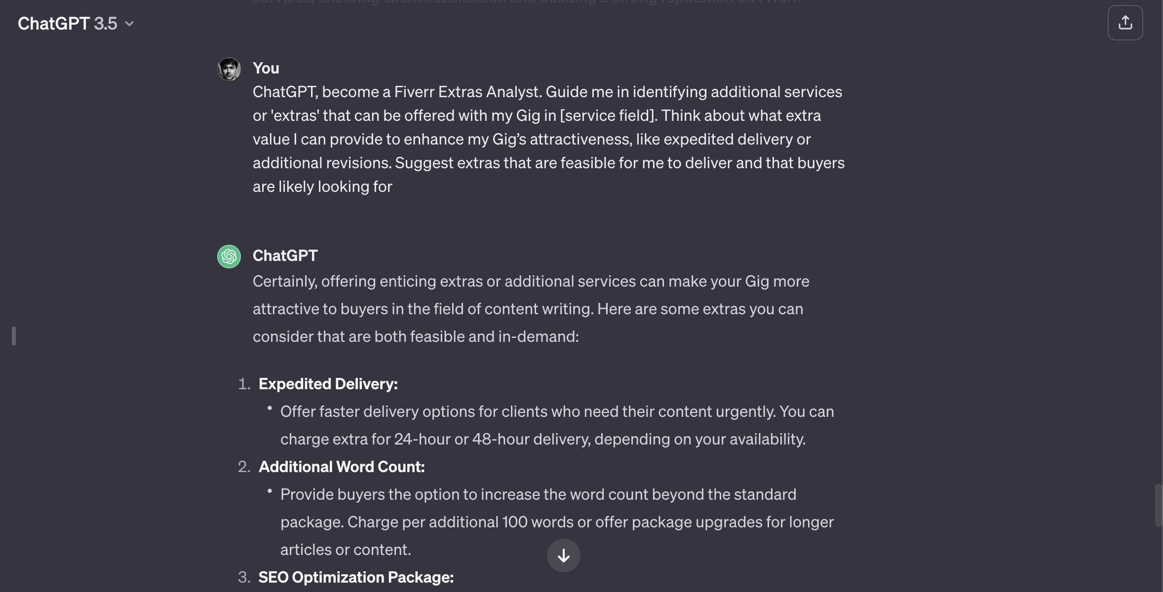 10 Best ChatGPT Prompts for Fiverr to Create Gigs in Seconds 7 Prompt for Including Extras in Services