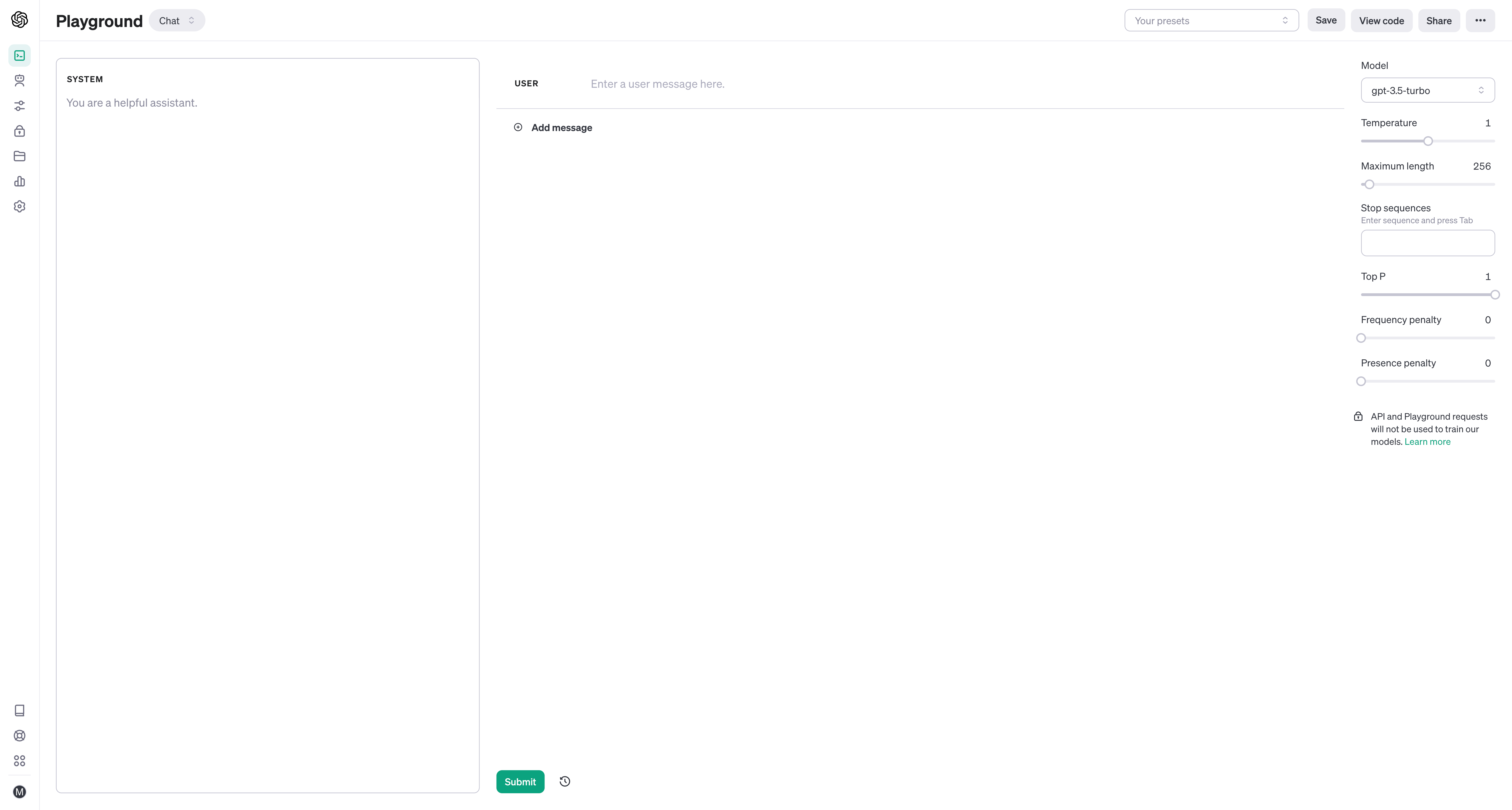 openai playground LLM