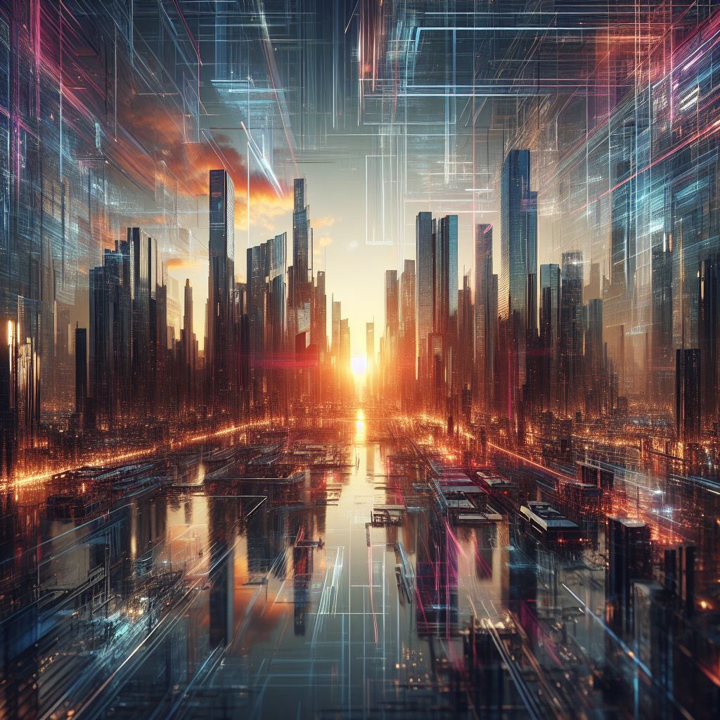 100 AI Image Prompts for Bing's Image Creator 6 Futuristic, cityscape, reflecting sunset, concept art