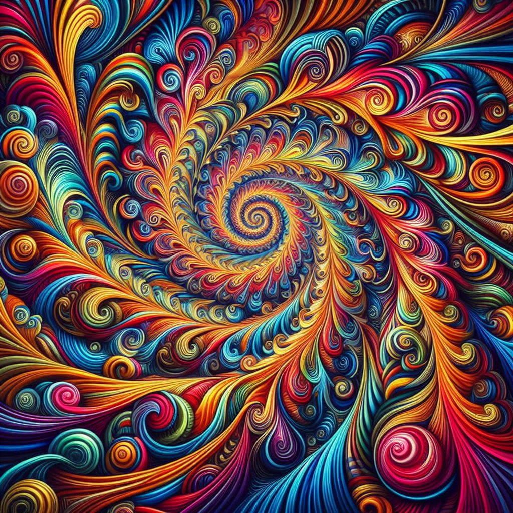 100 AI Image Prompts for Bing's Image Creator 7 Psychedelic, spiral pattern, pulsating with color, digital art