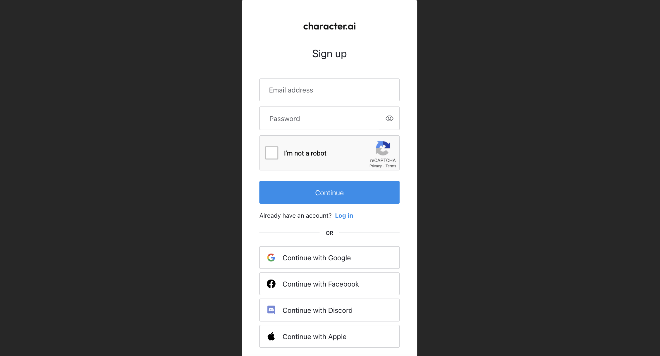 Learn How to Use Character AI: Ultimate Guide (2024) 7 Select the signup method