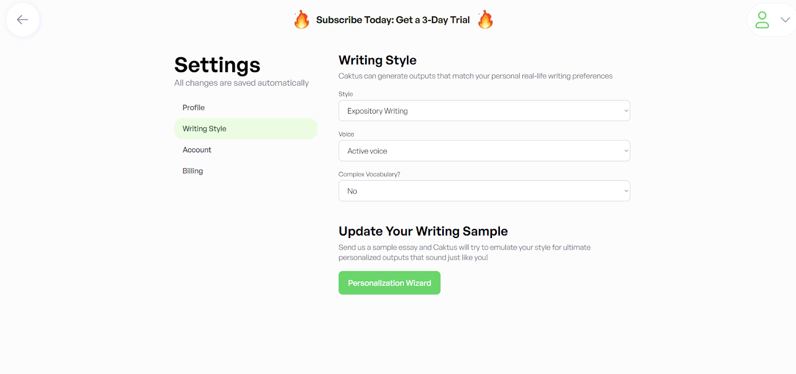 What is Caktus AI Writer (Tutorial + Review) 22 Adjust the Writing Style