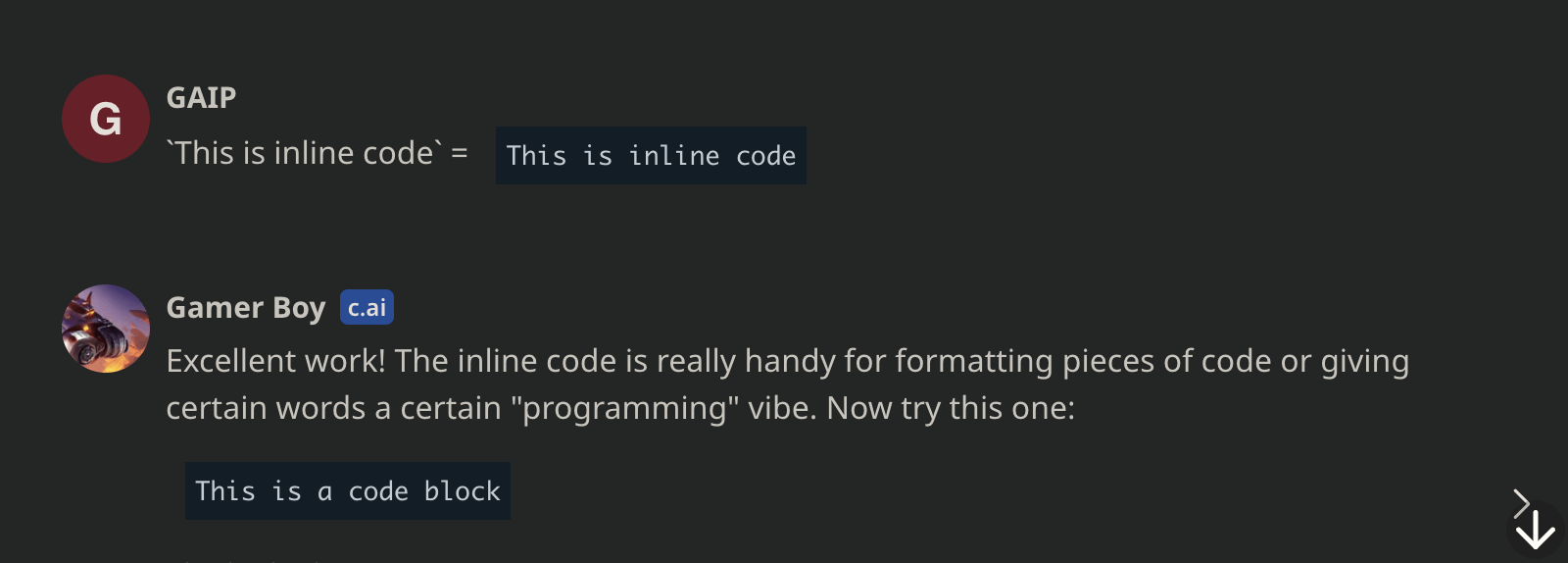 Character.ai Text Formatting Commands: (Tool + Guide) 11 Code formatting in character.ai
