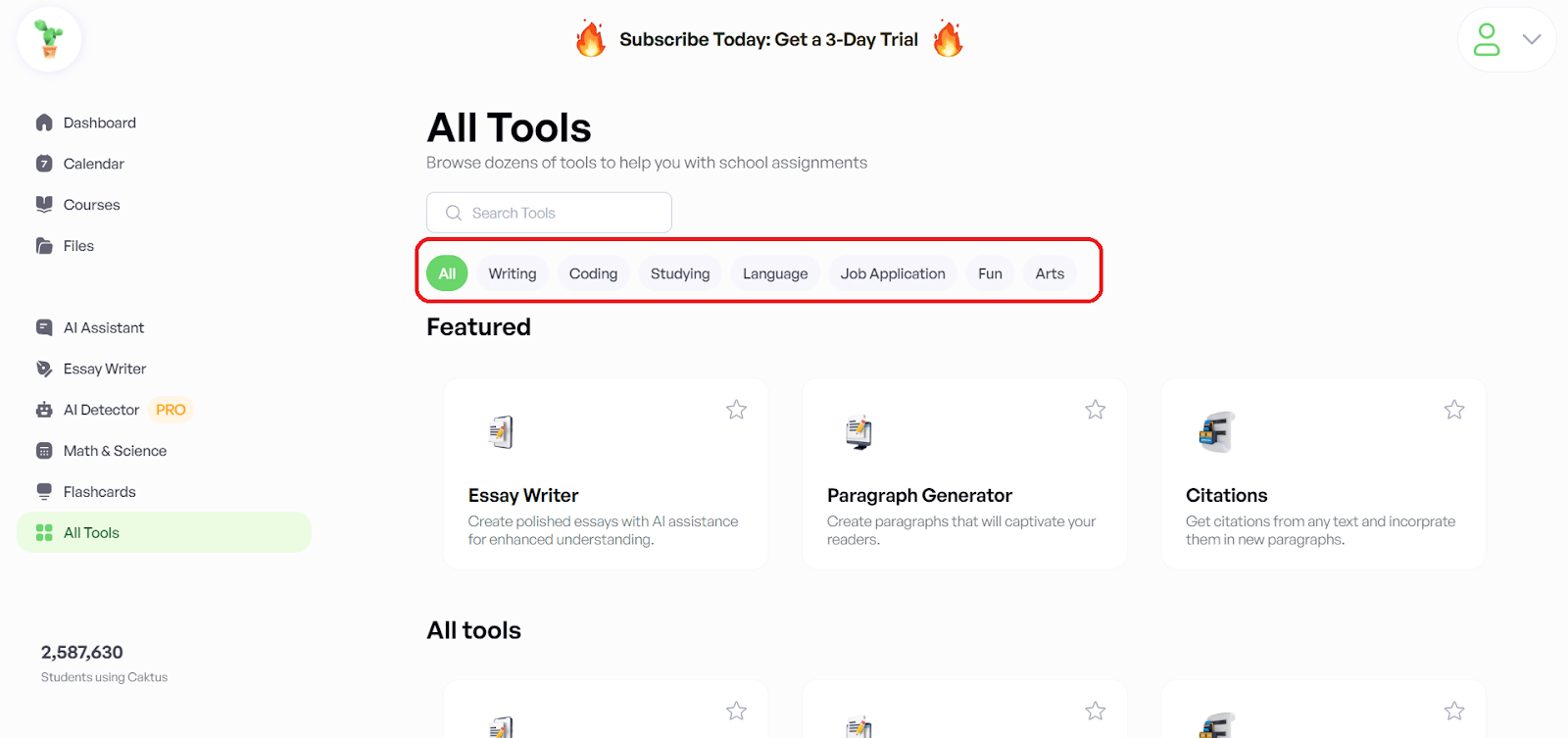 What is Caktus AI Writer (Tutorial + Review) 21 Return to the dashboard and click All Tools
