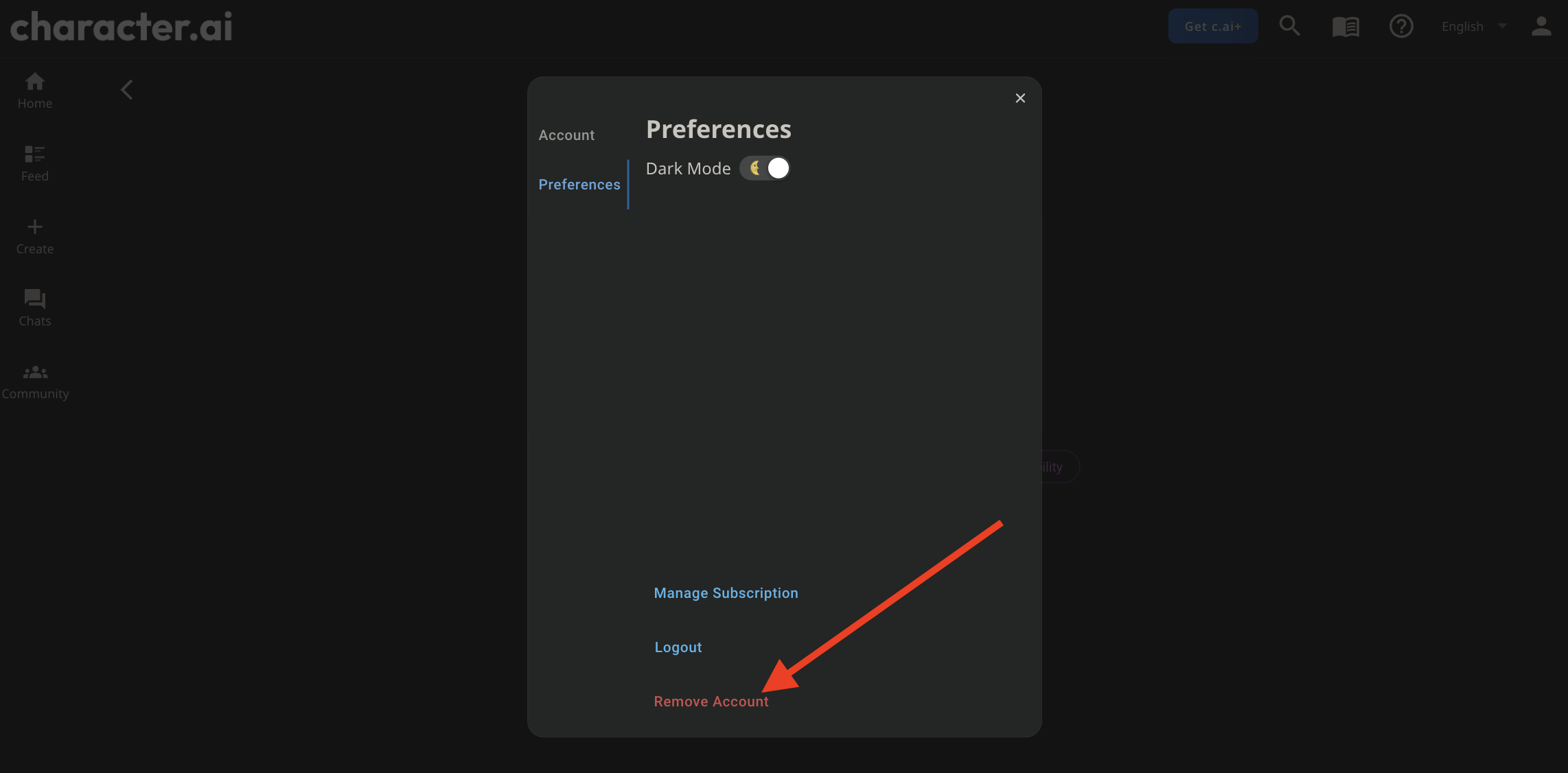 How to Delete Character.ai Account (Tutorial) 5 click remove account