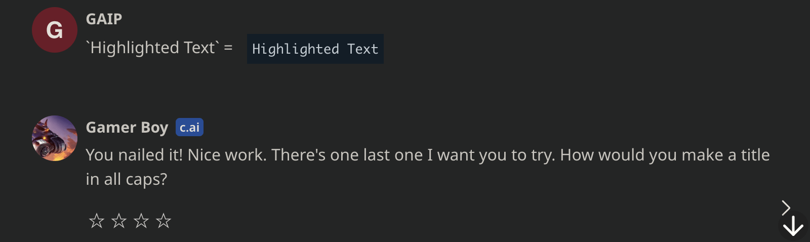 Character.ai Text Formatting Commands: (Tool + Guide) 5 Highlighting text in character.ai