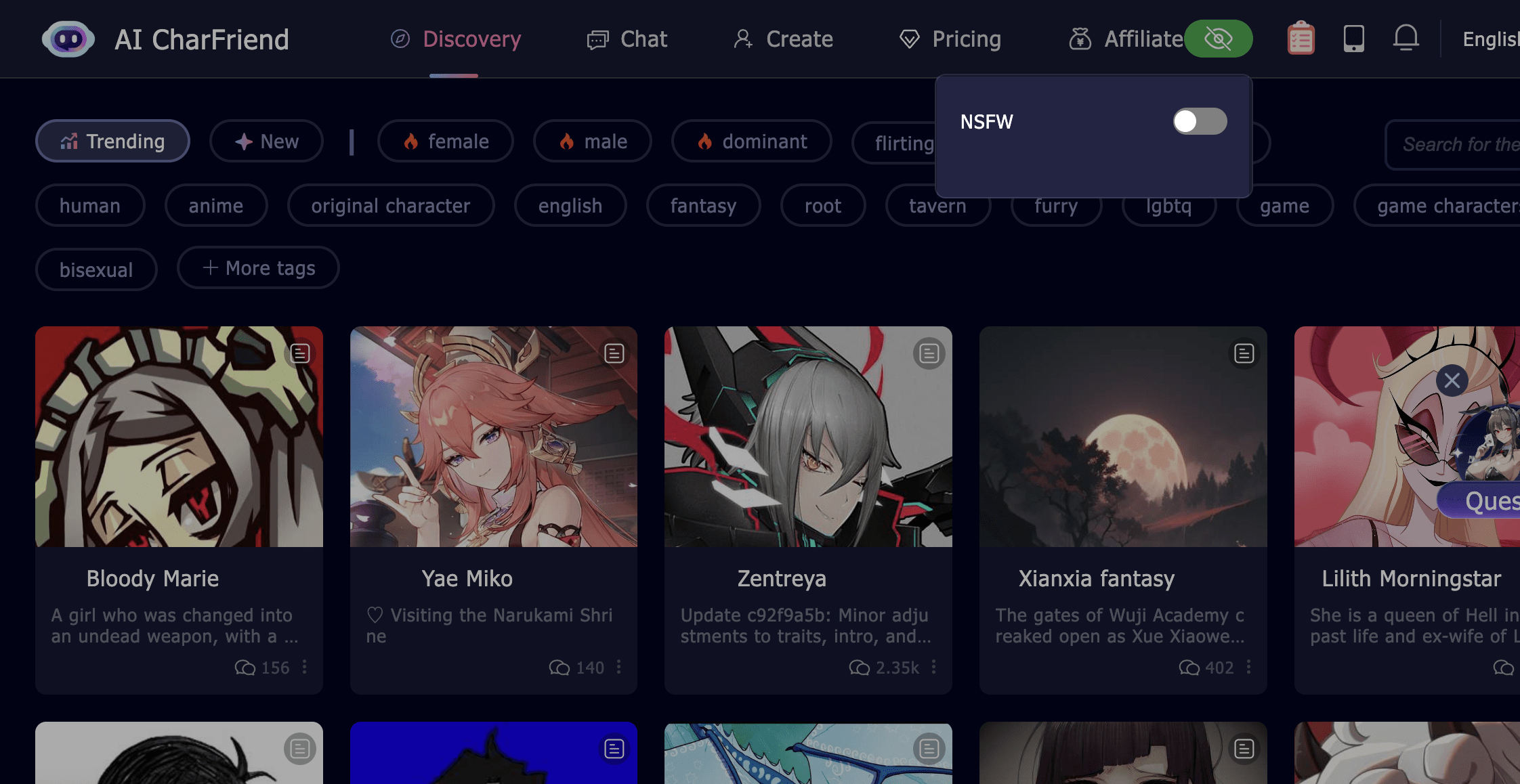 6 Best AI Tools to Chat with Anime Characters 15 nsfw filter on charfriend