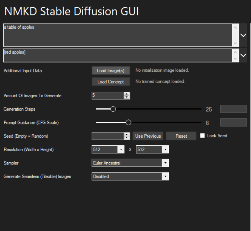 NMKD GUI negative prompt