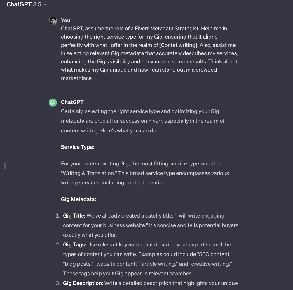 fiverr chatgpt prompt for Gig Metadata