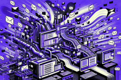 illustration showing mass emails sent out by a central domain computer best chatGPT Prompts for email marketing